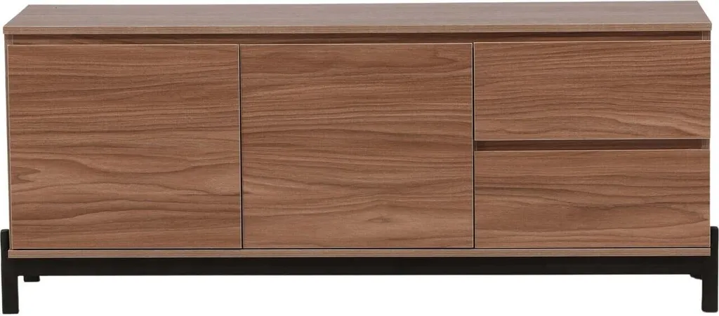 Buffet Compact 138cm Noyer et Noir - Solution de Rangement Gain de Place