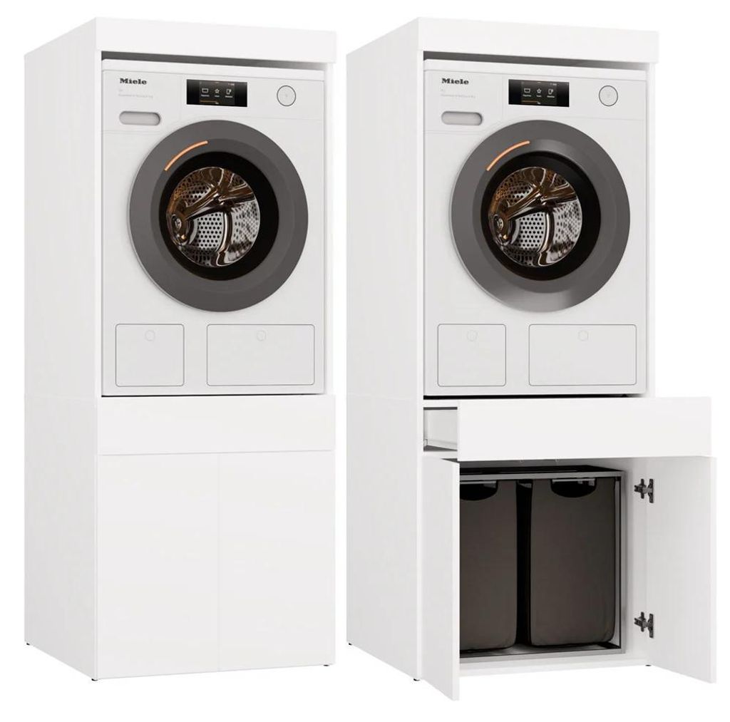Badezimmerschrank für Waschmaschine oder Trockner POLA TWIN 1S WEISS Ablageschublade