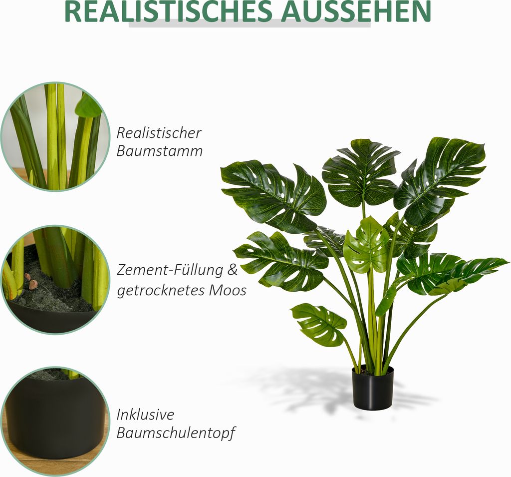 HOMCOM sztuczne roliny 110 cm sztuczna monstera sztuczna