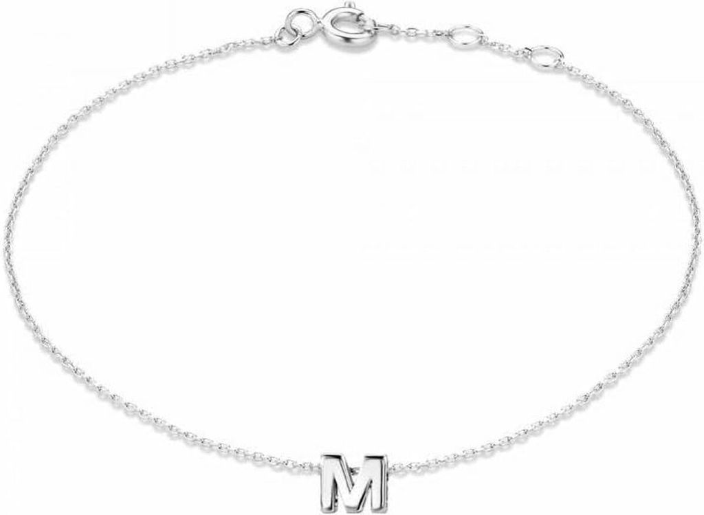 New Bling 9NB-909M Zilveren letterarmband - Letter M - lengte 16,5+1+1cm - gerhodineerd