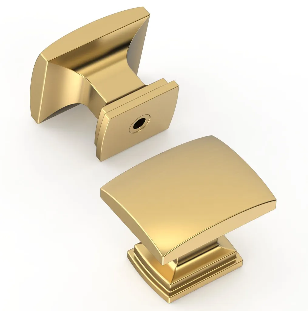 Boutons de commode champagne pour rénovation de cuisine, lot de 10 carrés