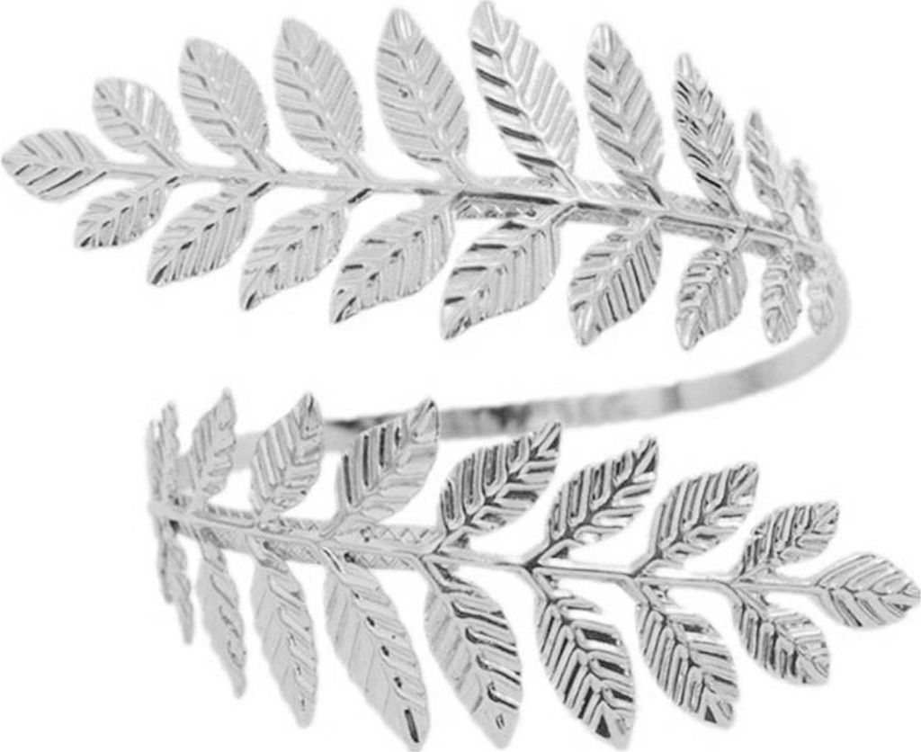 Mode Frauen Metall Blatt Charme Offenes Armband Arm Manschette Armbinde Armreif Edlen Schmuck-Silber