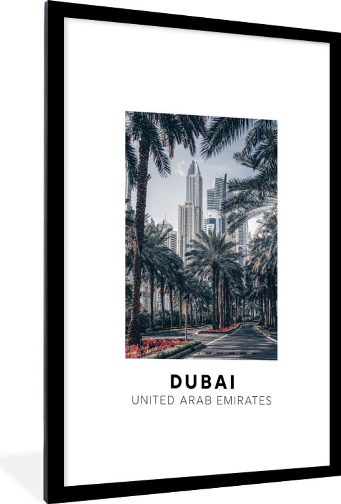 MuchoWow Gerahmtes Poster Dubai - Palme - Architektur 60x90 cm - Poster mit Schwarzem Bilderrahmen Wandposter Rahmen Foto Bilder - Dekoration - W...