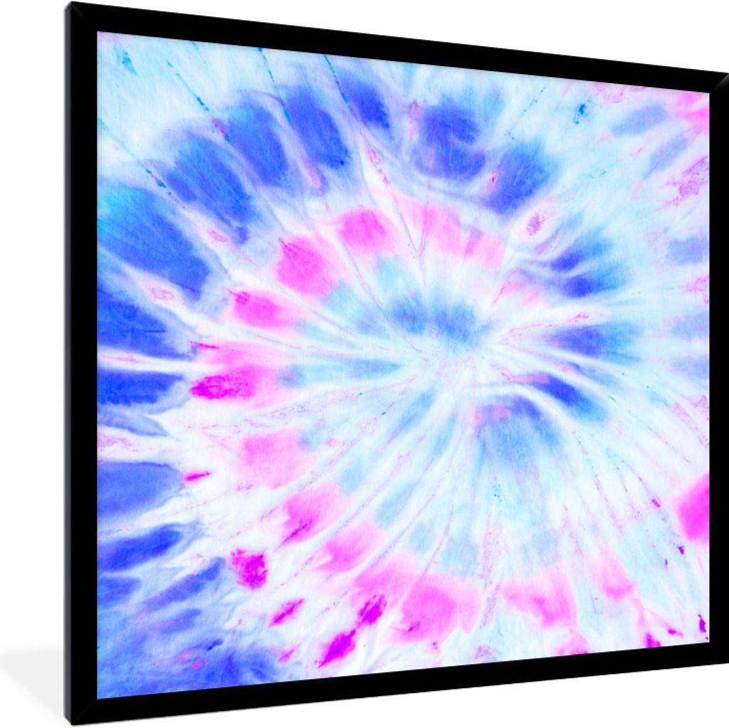 MuchoWow Gerahmtes Poster Sommer - Krawattenfärbung - Lila 40x40 cm - Poster mit Schwarzem Bilderrahmen Wandposter Rahmen Foto Bilder - Mit Rahm...