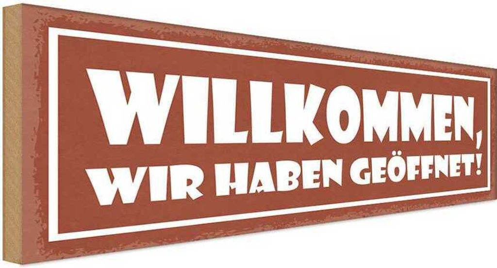 vianmo Holzschild 10x27 cm Wilkommen wir haben geöffnet Dekoration