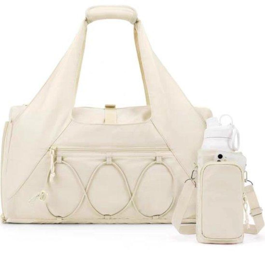 Sporttas für Frauen - Lichtgewicht Reisetasche - Mit Schuhabteil - Wochenendtasche - Mit wasserdichtem Abteil - Yogatasche - Weiss
