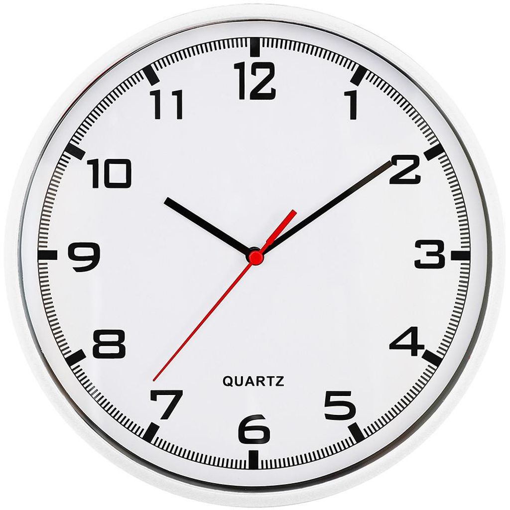 MPM-Quality Wanduhr Magit rund 255 mm Kunststoff Weiß