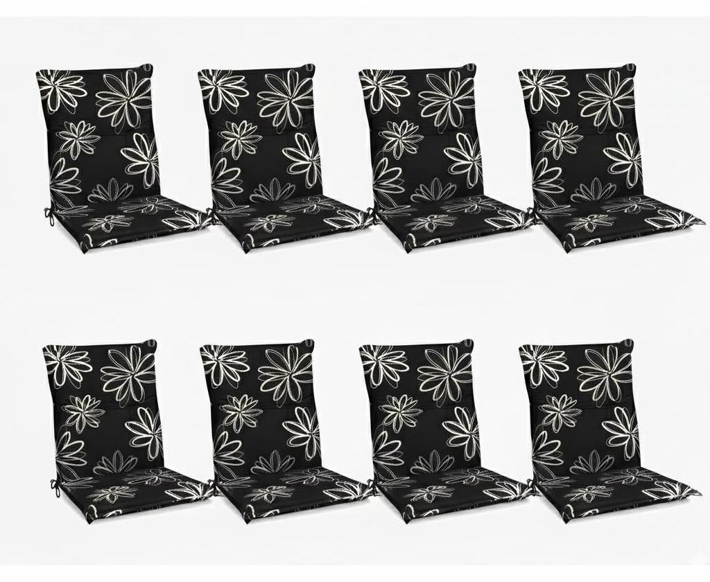 Beautissu Flores Niedriglehner 8er 100x50 cm schwarz mit Blumen