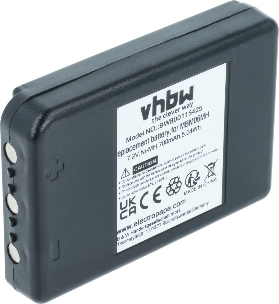 vhbw Akku kompatibel mit Autec Plus MK, Modular MK plus Industrie-Funkfernsteuerung Fernbedienung (700 mAh, 7,2 V, NiMH) - Schwarz