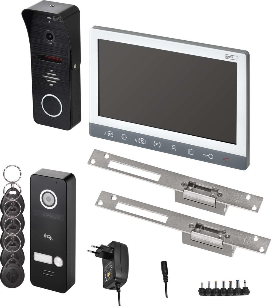 EMOS Video-Türsprechanlagen-Set EM-10AHD mit 2 Eingängen und 2 el. Schlössern auf/zu, H3010.8