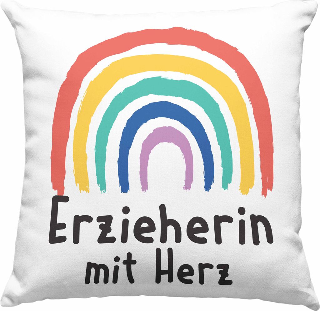 Trendation - Erzieherin Deko-Kissen mit Füllung 40x40 Geschenk mit Herz Geschenke Abschiedsgeschenk mit Spruch Deko-Kissen mit Füllung 40x40 Kin...