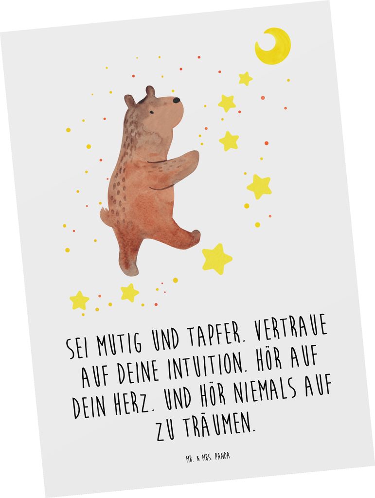 Mr. & Mrs. Panda Postkarte Mutig zu sich selbst stehen - Weiß - Geschenk, bildkarte, tapfer, Selbstvertrauen, Vertrauem, Ansichtskarte, Postkarten...