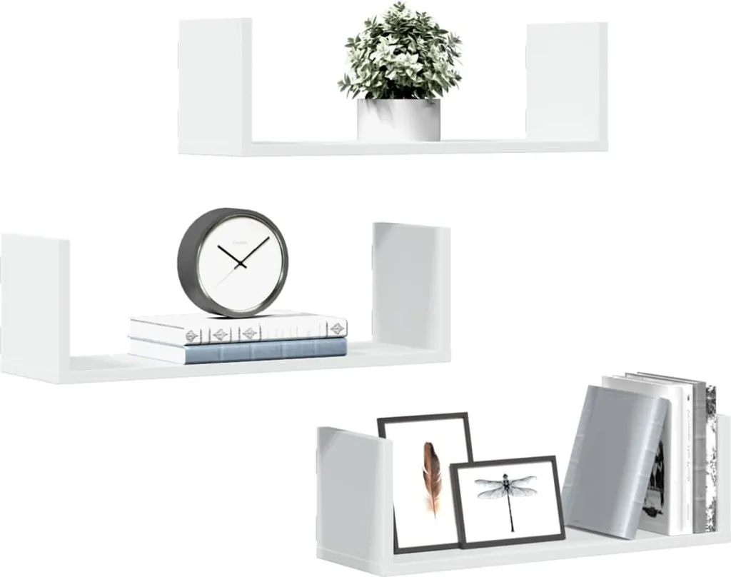 Set 3 Mensole Cubo Maison Exclusive Bianche 58x18x18 cm Design