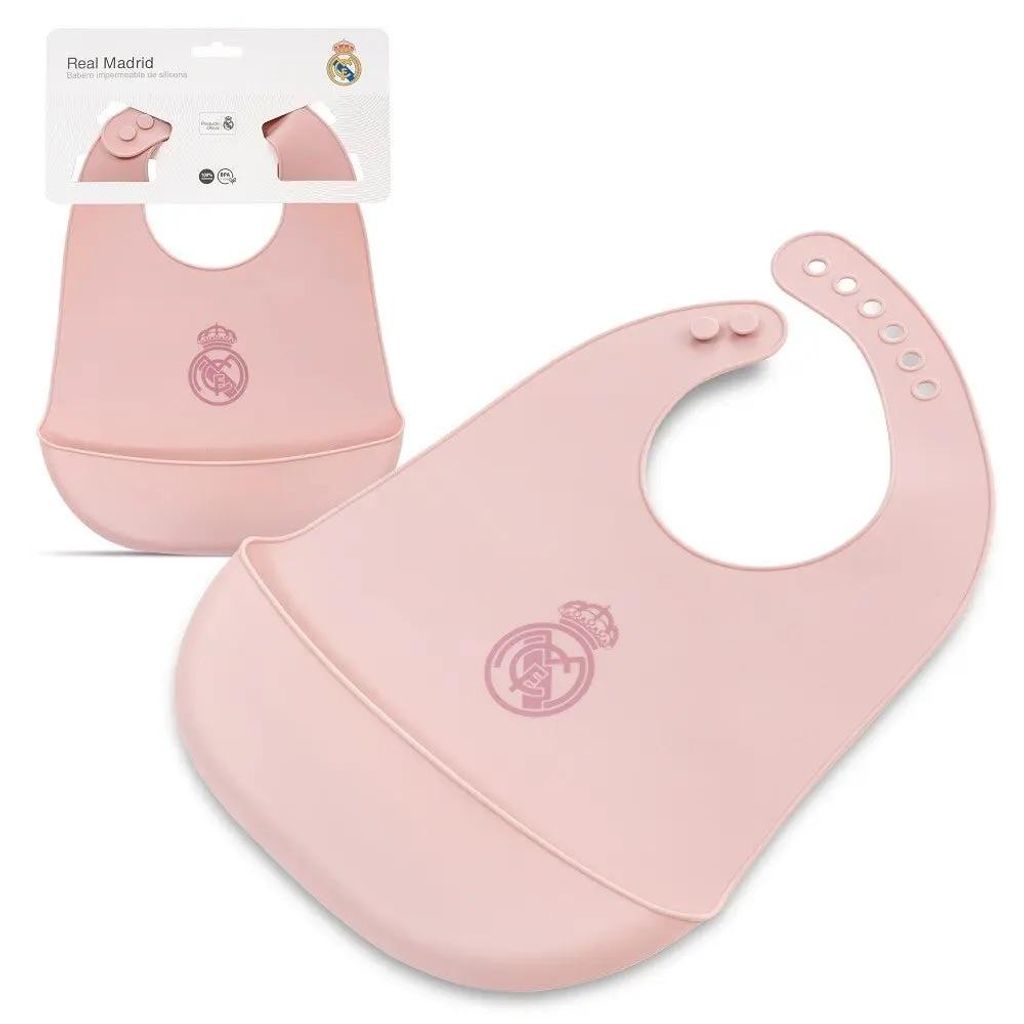 Real Madrid Baby Lätzchen aus Silikon – Rosa, BPA-frei Produktbild 