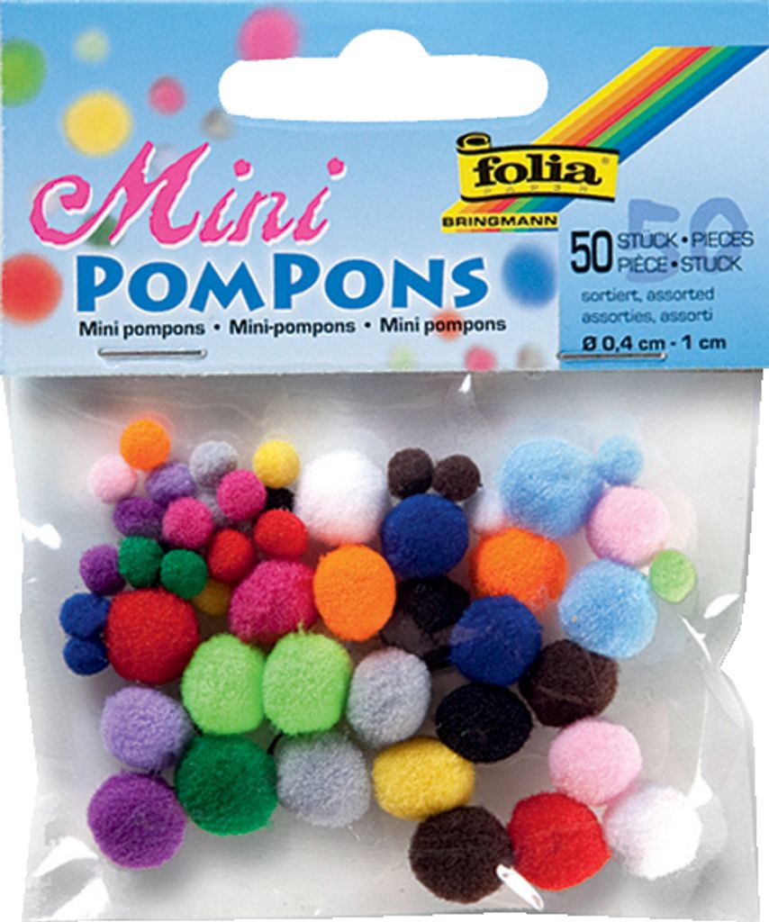 folia 50509 folia Mini pompon, 50 pezzi, assortiti a colori Immagine del prodotto 