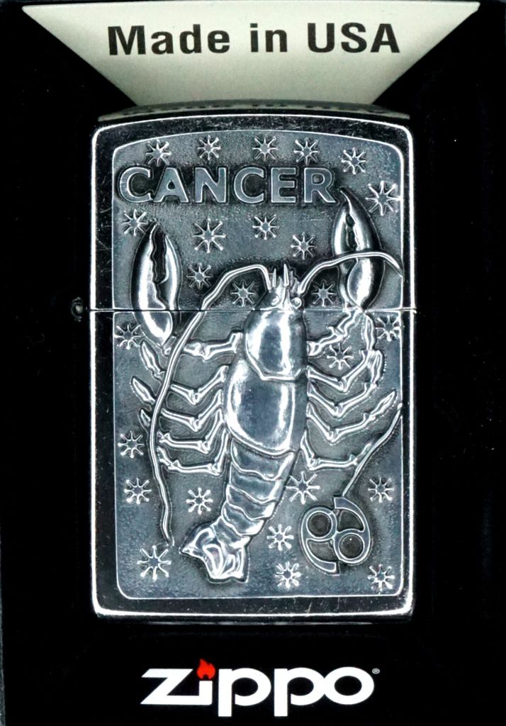 Zippo Benzin-Feuerzeug Street Chrom Plakette Cancer Produktbild 