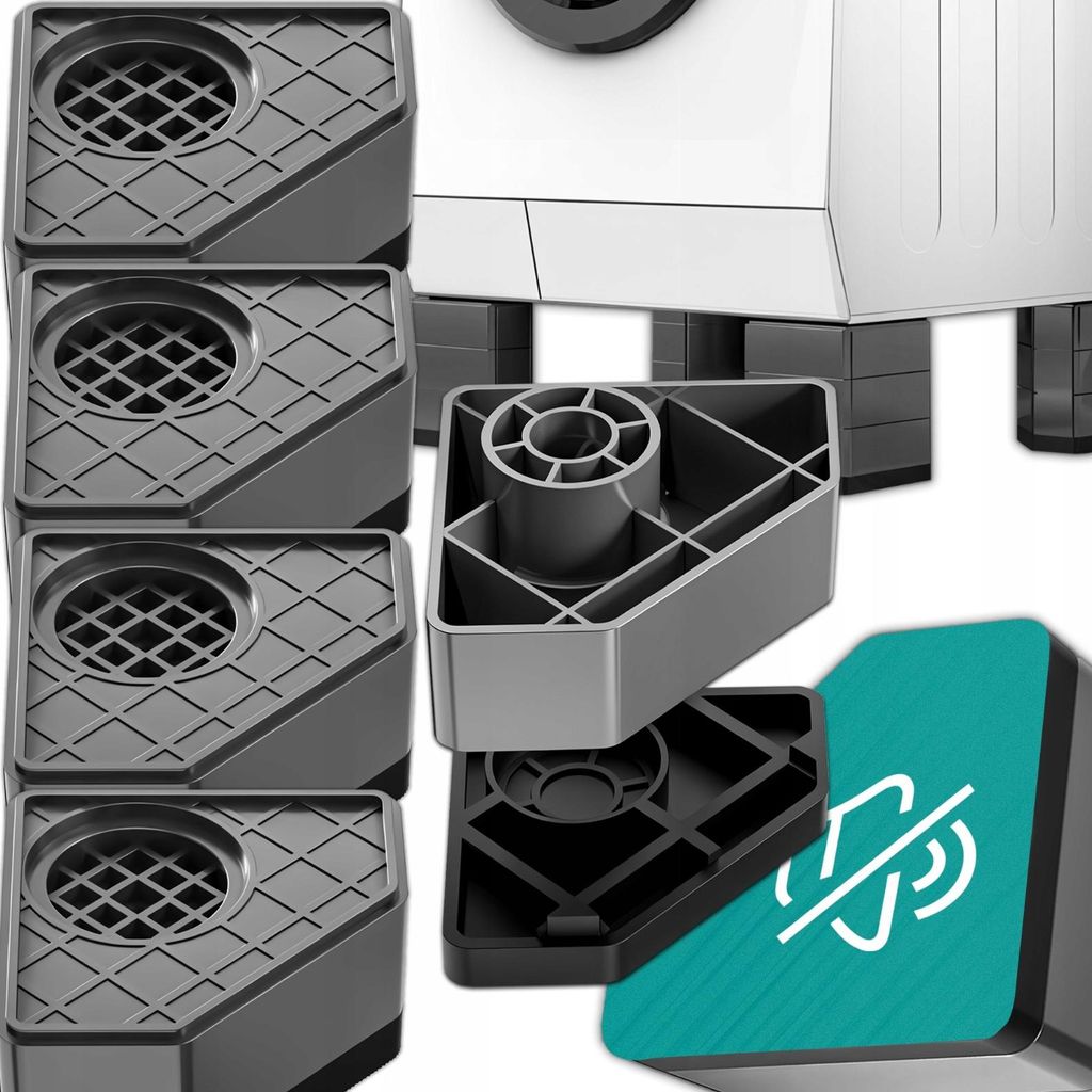 Kuketo | Antivibrations Pads XXL 4er-Set – Unterlagen Für Waschmaschine, Trockner, Geschirrspüler & Kühlschrank – Rutschfest & Geräuschdäm...