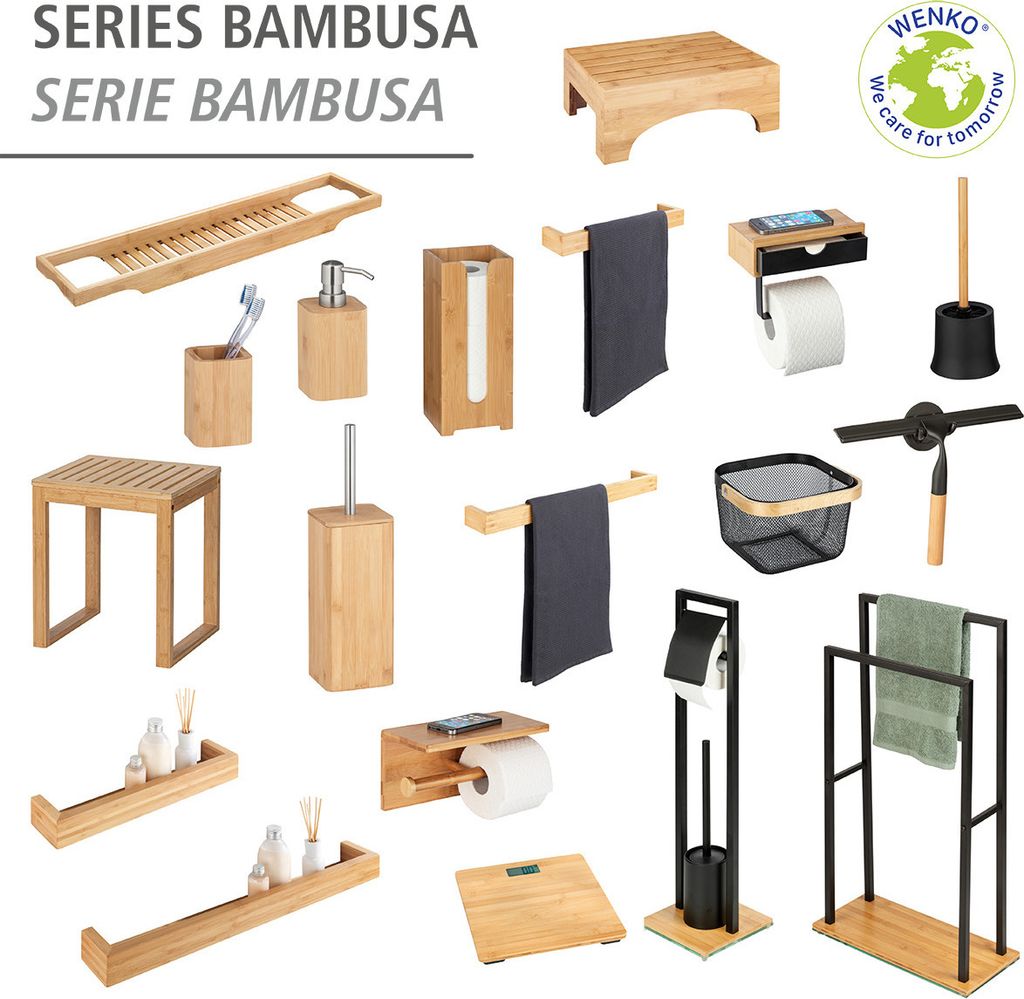 WENKO Wand Regal Bambus Ablage Bambus Bad 60 cm BAMBUSA