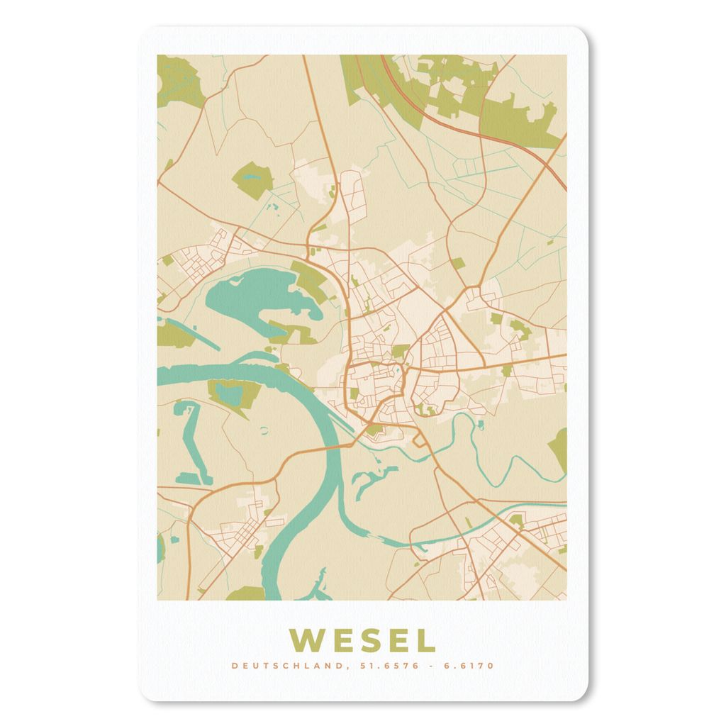 MuchoWow Mauspad Mousepad Wesel - Karte - Stadtplan - Vintage 18x27 cm - Mousepads - Maus Mat - Pad - Mausunterlage