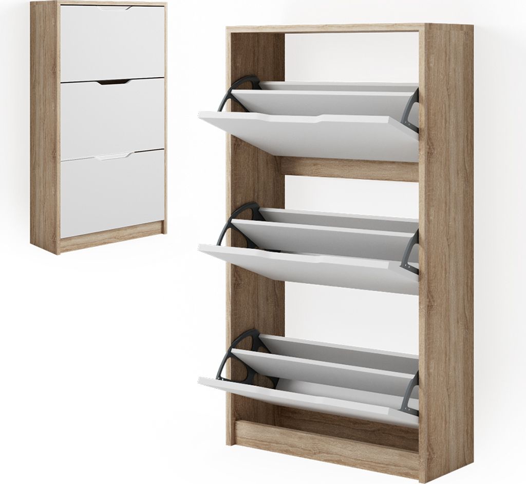 Schuhkipper Vicco Luca Sonoma/Weiß 59 x 105 cm 3 Fächer, Produktbild 