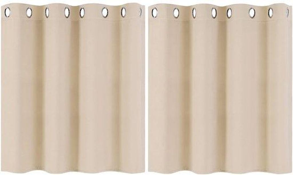 Küchengardinen Vitrage 2tlg Beige Polyester 90x132cm