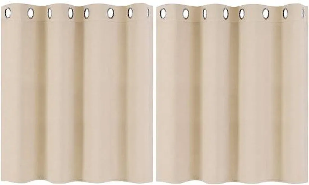 Rideaux cuisine beige effet tamisant 90x132cm en polyester lavable
