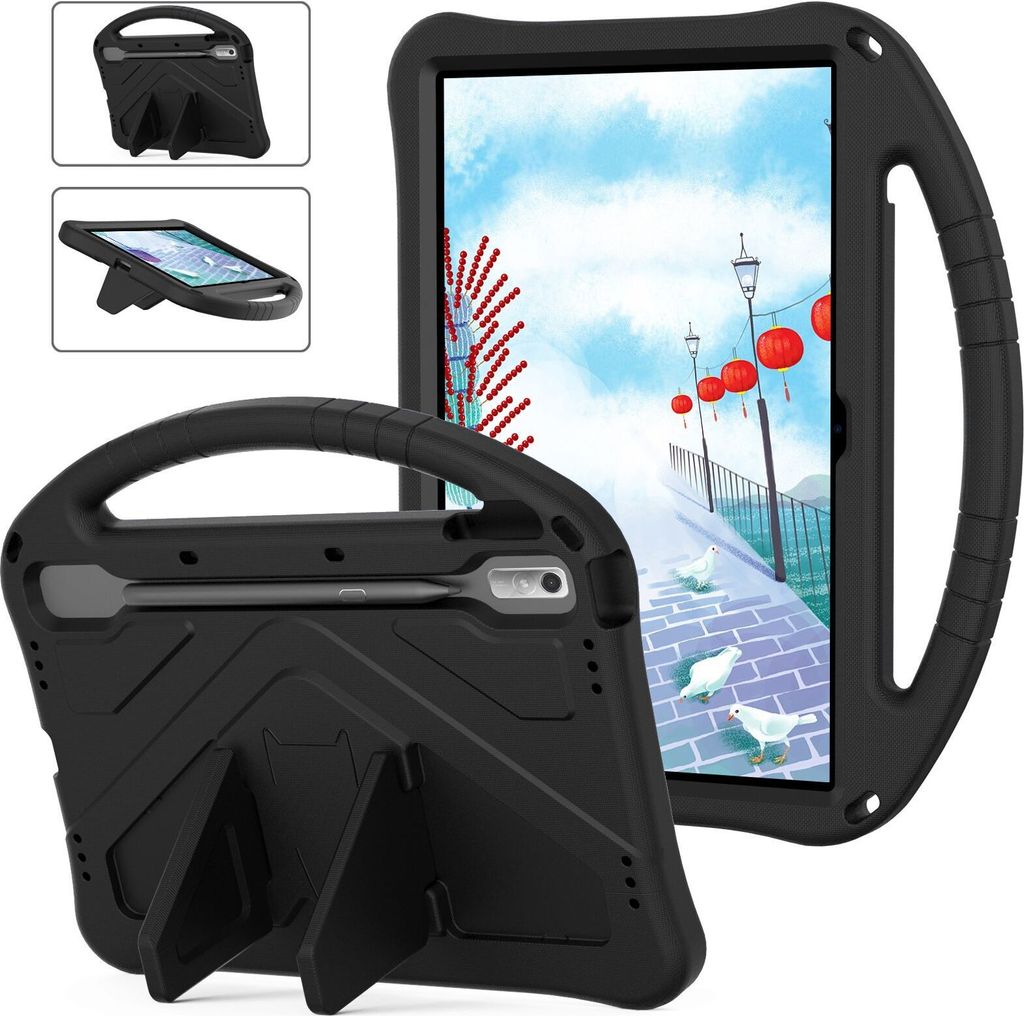 Kinder Hülle für Lenovo Tab P11 2nd Gen 11.5" TB350FU/TB350XU 2023, Eva Leichte Stoßfeste Ständer, Kids Griff Schutzhülle Schwarz
