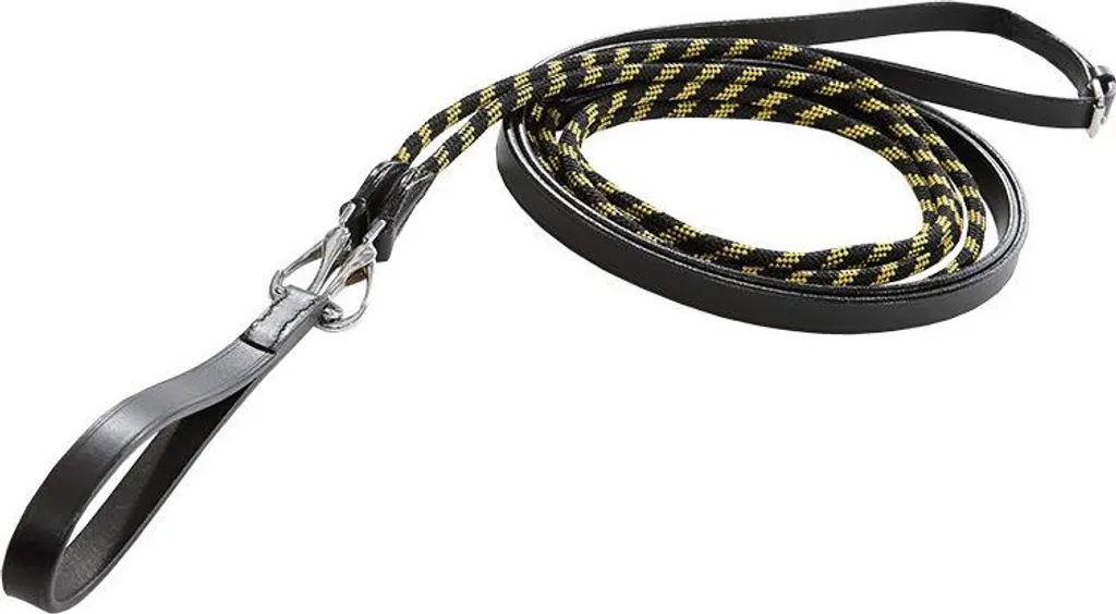 Enrênement rênes allemandes cuir et cordelette Kavalkade Pro Noir