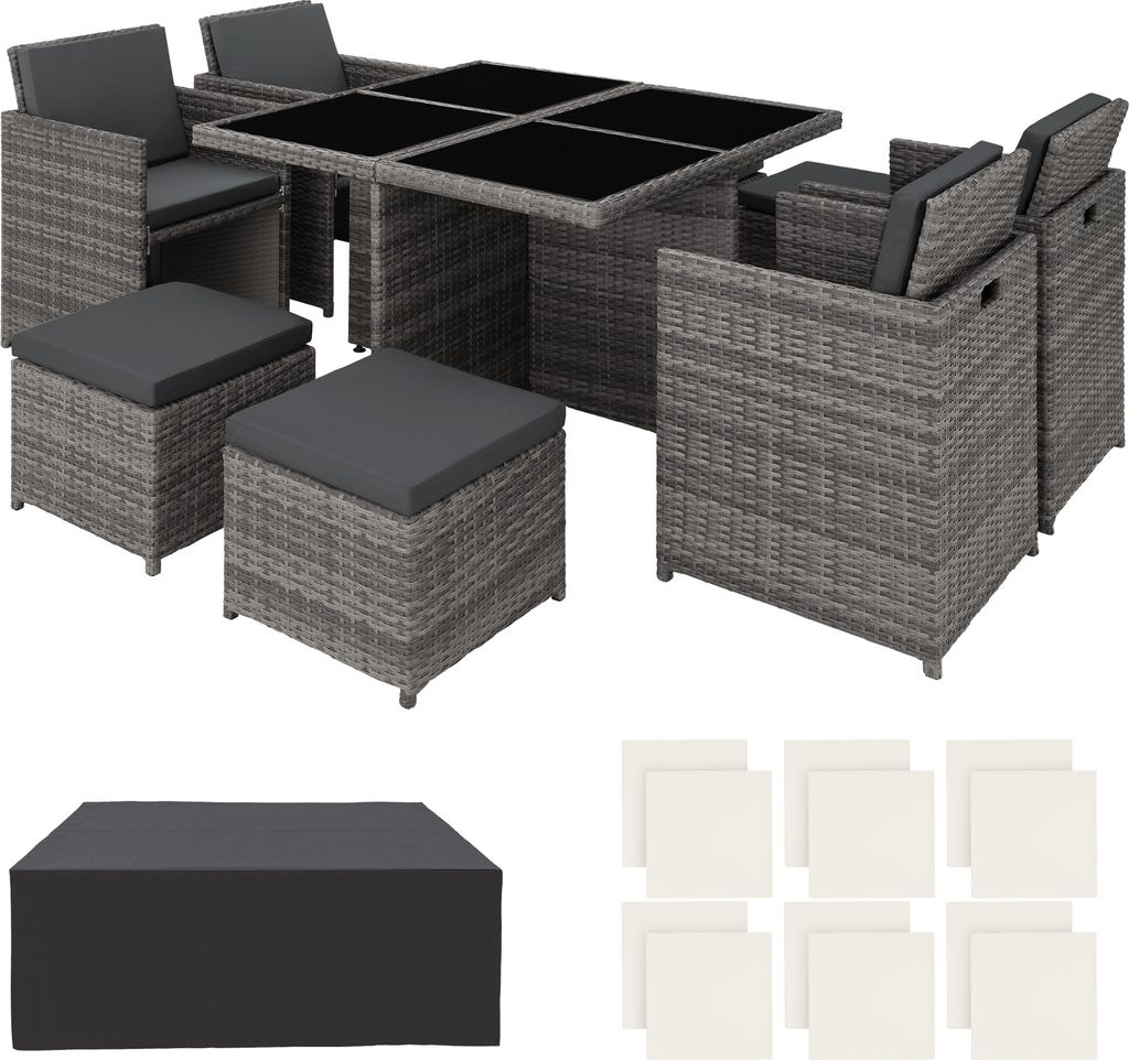 tectake® Aluminium Rattan Sitzgruppe Manhattan wetterfest Produktbild 