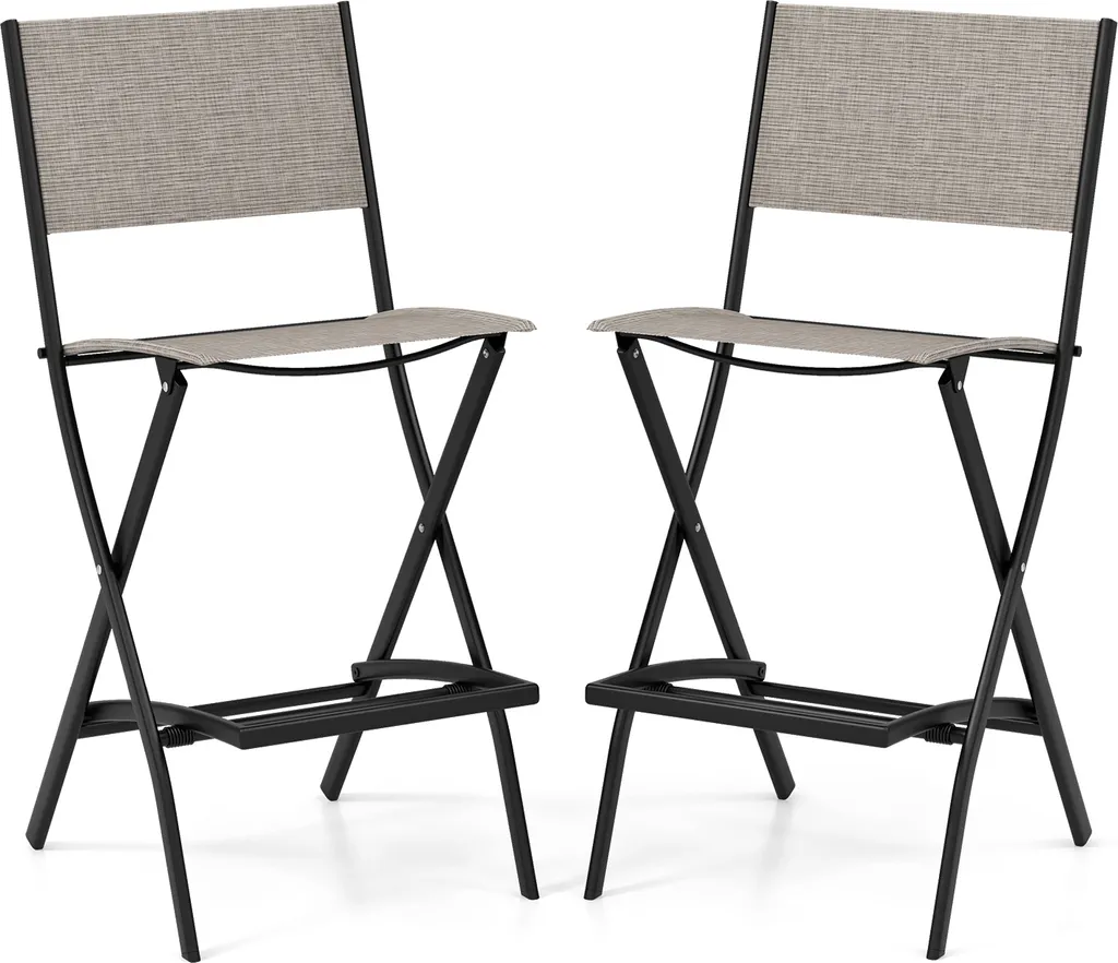 COSTWAY Lot de 2 Tabourets de Bar Pliables avec Repose-pieds - Café