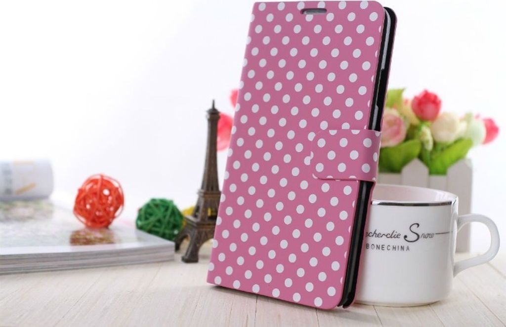 Schutzhülle Tasche (Flip Quer) für Handy Apple iPhone 6 Rosa / Weiß