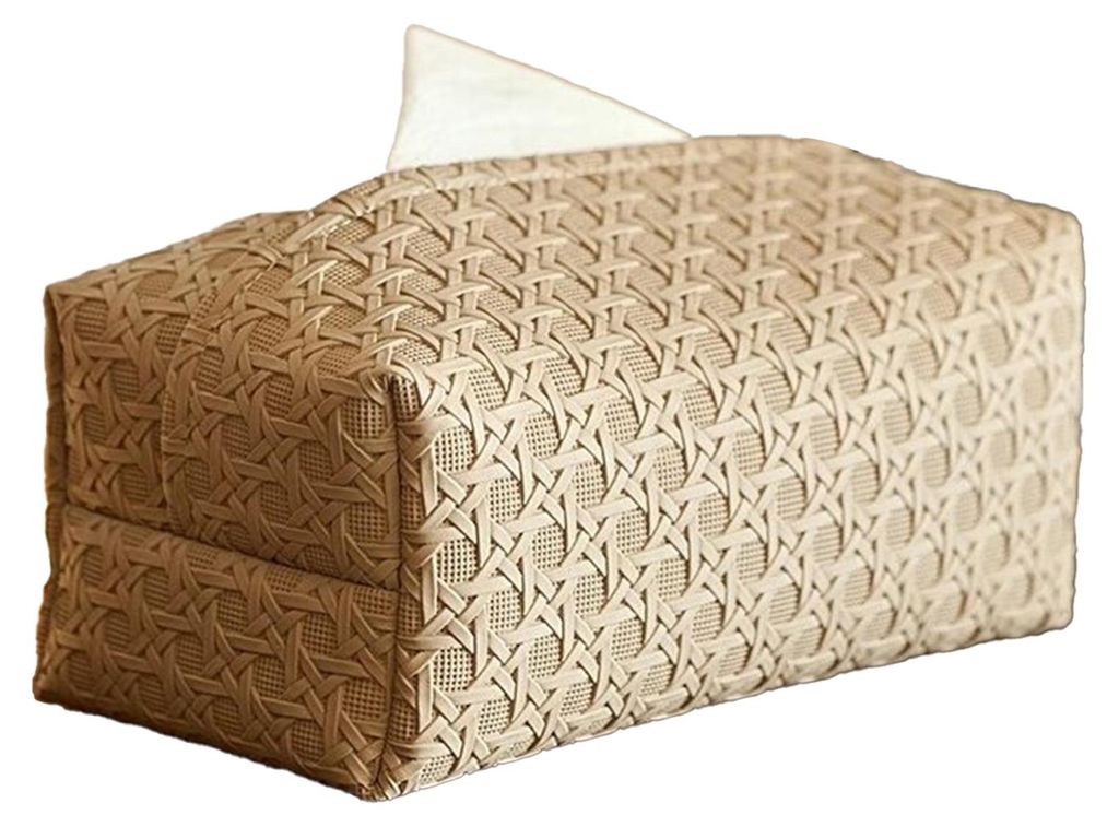 Kosmetiktuchboxhalter aus Kunstleder, pflegeleicht, aus fleckenabweisendem Rattan, Badezimmeraccessoire
