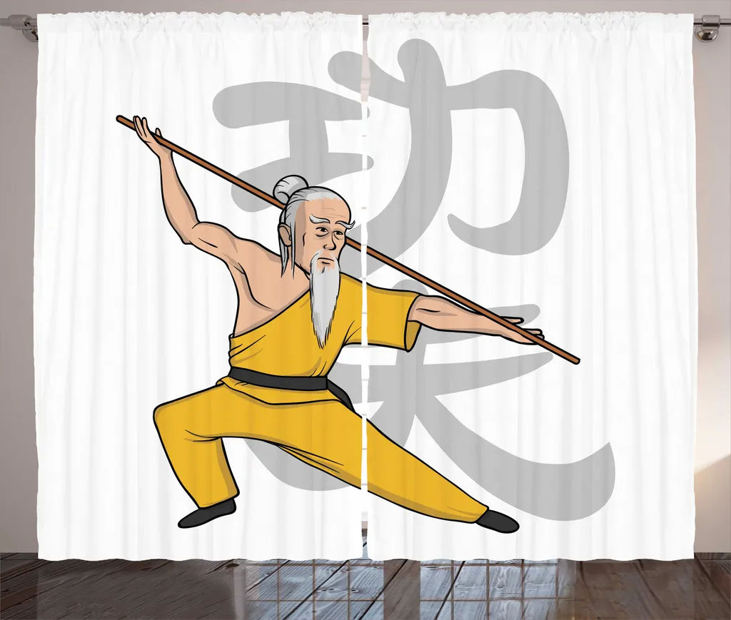 ABAKUHAUS Kung Fu Rideau Master Mentor à Fronces 280 x 225 cm Terre Jaune