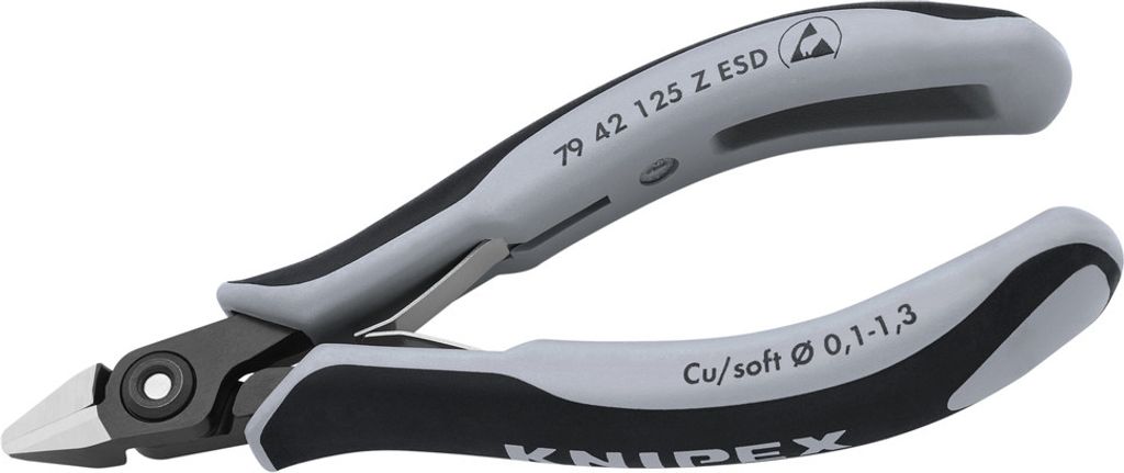 KNIPEX 79 42 125 Z ESD Präzisions-Elektronik-Seitenschneider ESD mit Mehrkomponenten-Hüllen brüniert 125 mm