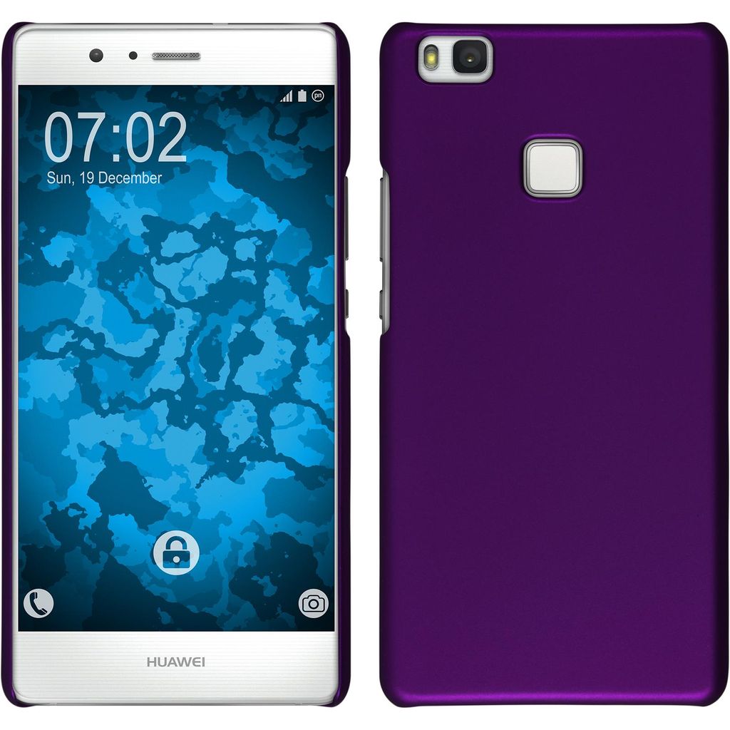 PhoneNatic Case kompatibel mit Huawei P9 Lite - Hülle lila gummiert Hard-case + 2 Schutzfolien