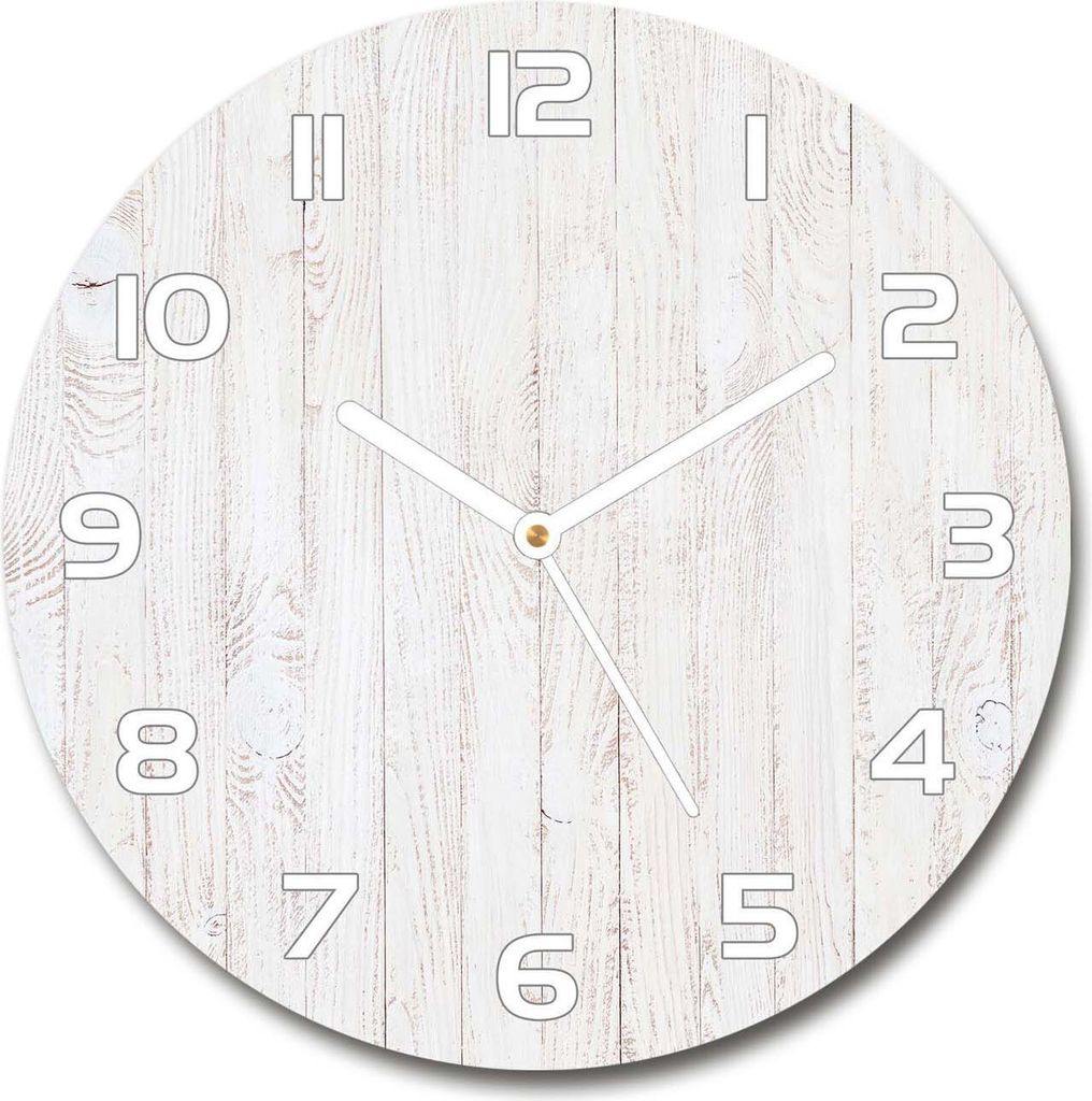 Wanduhr aus Glas 30fi Glasbild Glasuhr Gehärtetes Glas - weisse-zeiger - Wooden background