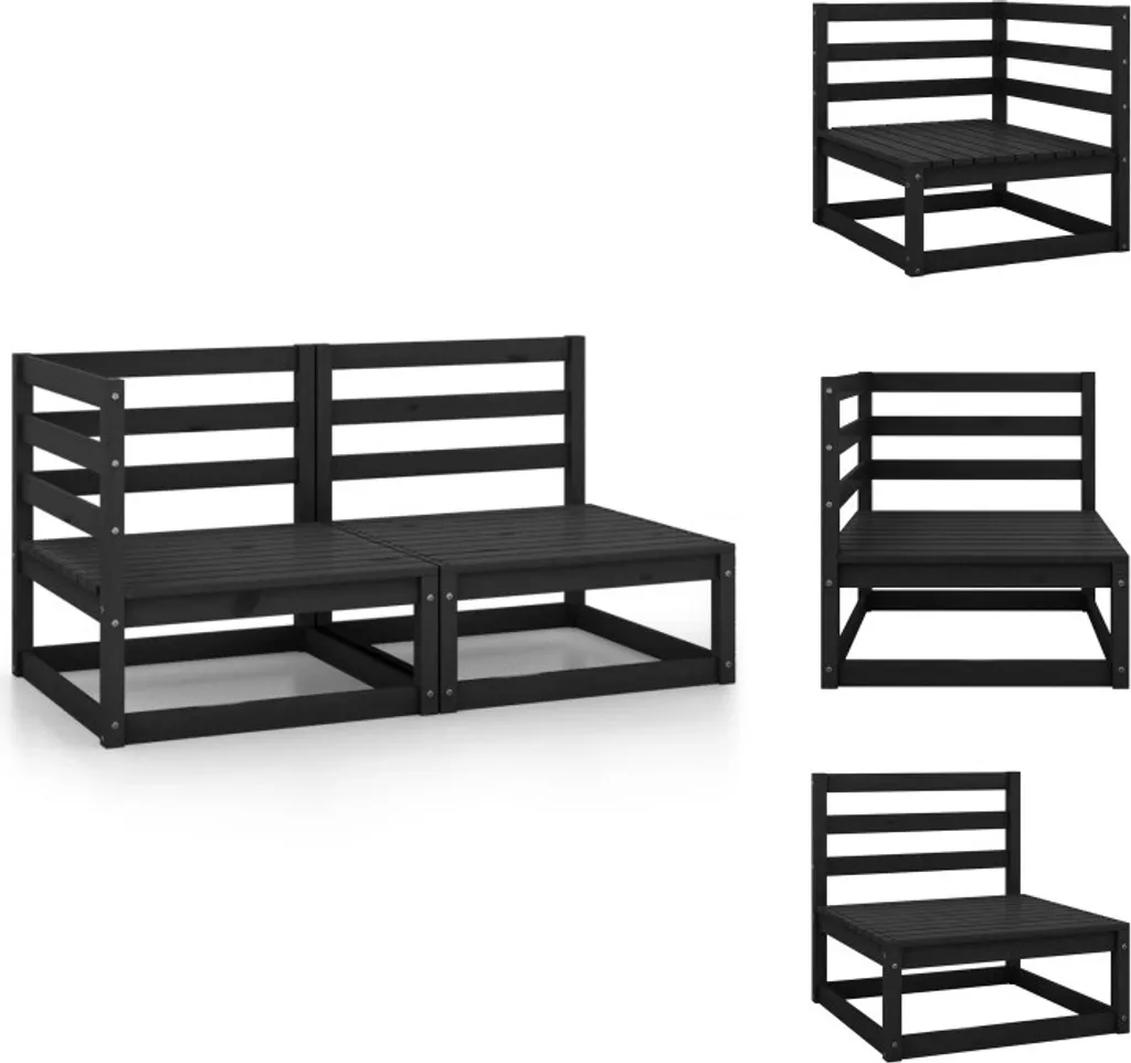 Arredo Giardino Minimal vidaXL: Set 2 Pezzi Pino Massiccio Nero Opaco