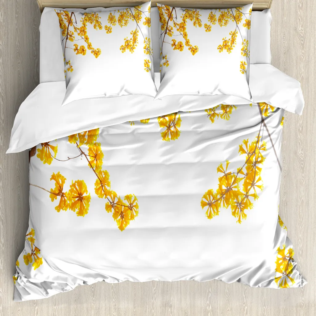 ABAKUHAUS Set copripiumino per letti matrimoniali, giardino fiorito, antiacaro, adatto a chi soffre di allergie, con federe, marrone dorato