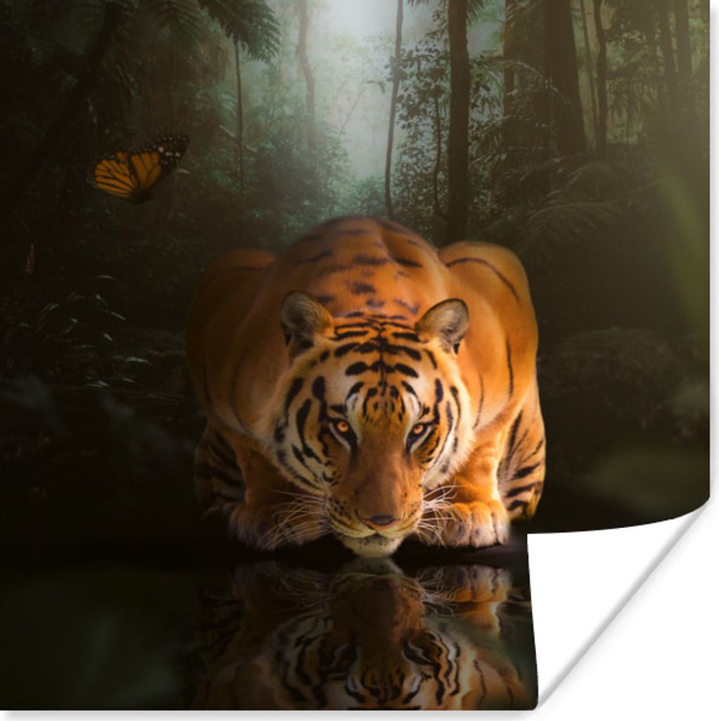 MuchoWow Poster Tiere - Schmetterling - Tiger 75x75 cm - Wand Dekoration