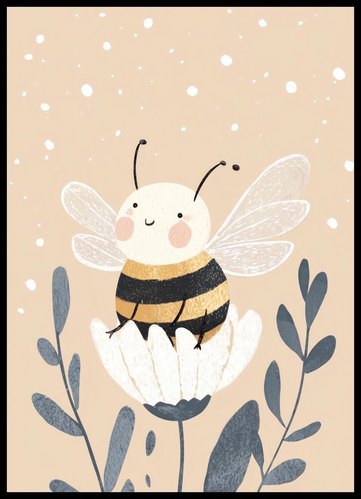 Poster 50x70cm Muster für Kinder, Mädchen und Jungen - Biene
