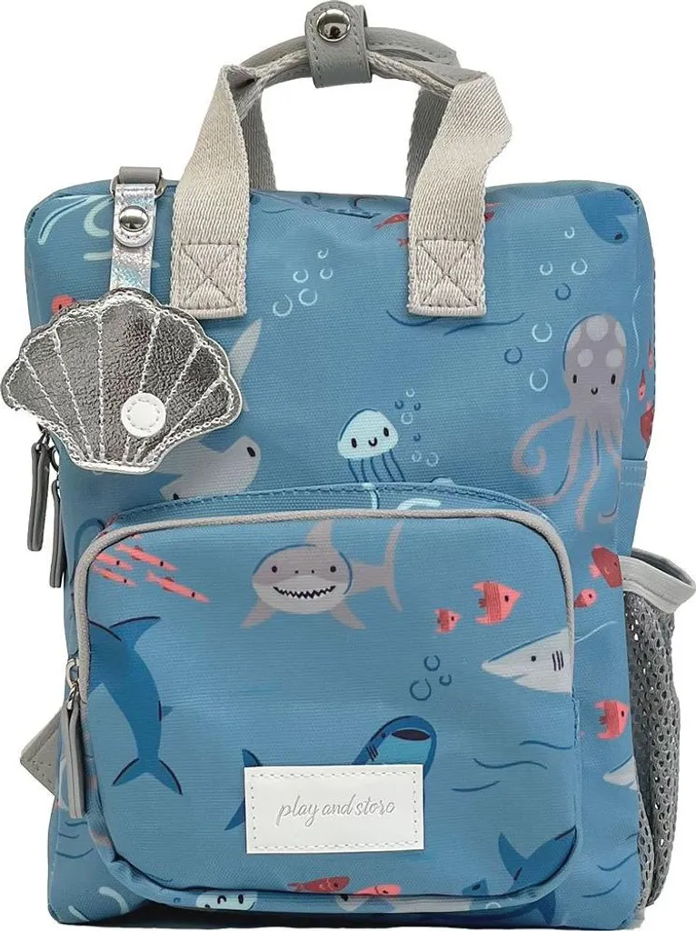 Sac à dos Sharks Bleu Play And Store avec bretelles confort réglables