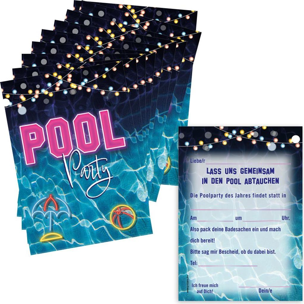 PRICARO Einladungskarten Kindergeburtstag, A6 "Pool Party", Produktbild 