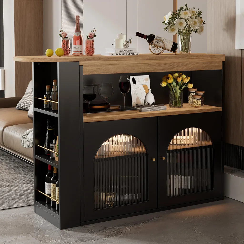 Table de bar extensible noire LED pour optimiser vos petits espaces 193cm - 7