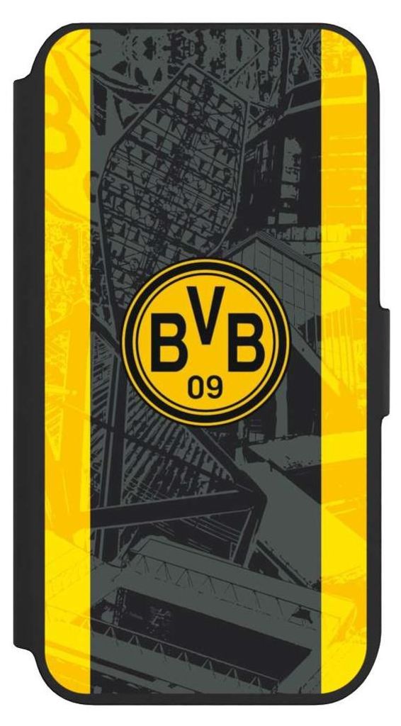 NIVOCASE Klapphülle für Apple iPhone 8 Handyhülle aus Kunst Leder NIVOflip schwarz BVB Borussia Dortmund Stadion