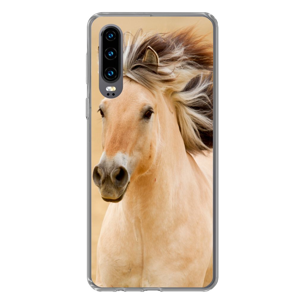 MuchoWow Handyhülle Schutzhülle Hülle für Huawei P30 Pferde - Tiere - Mähne - Porträt Silikon Softcase Handy Hülle - Kartenbesitzer