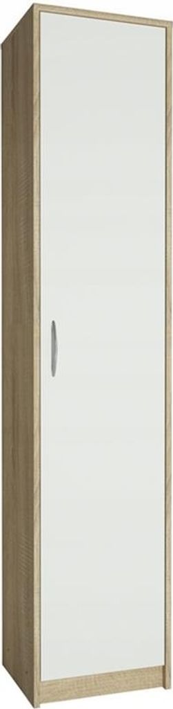 MATKAM Bücherregal Regal R8, B/H/T 39x180x35cm mit Türen, ideal für Büro mit verstellbaren Regalböden und satinierte Griffe (Sonoma Eiche-Weiß)