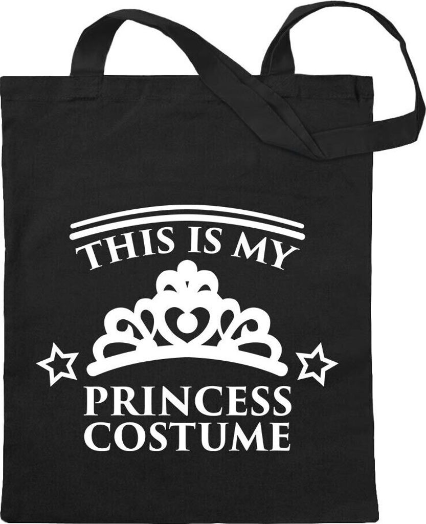 Kiwistar - Baumwolltasche - schwarz - This is My Princess Costume - Tragetasche Stoffbeutel Umhängetasche Langer Henkel