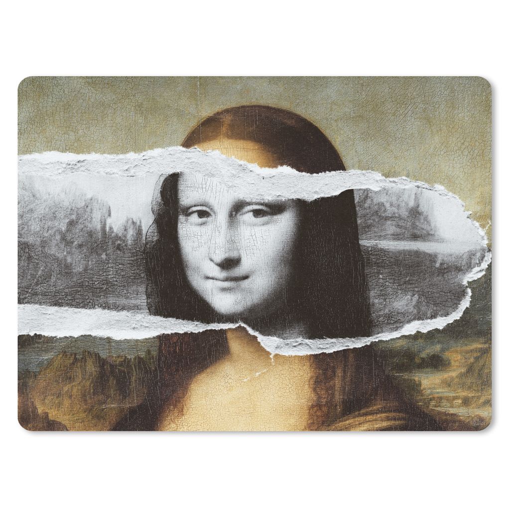 MuchoWow Mauspad Mousepad Mona Lisa - Da Vinci - Schwarz - Weiß 40x30 cm - Mousepads - Maus Mat - Pad - Mausunterlage - Anti Rutsch