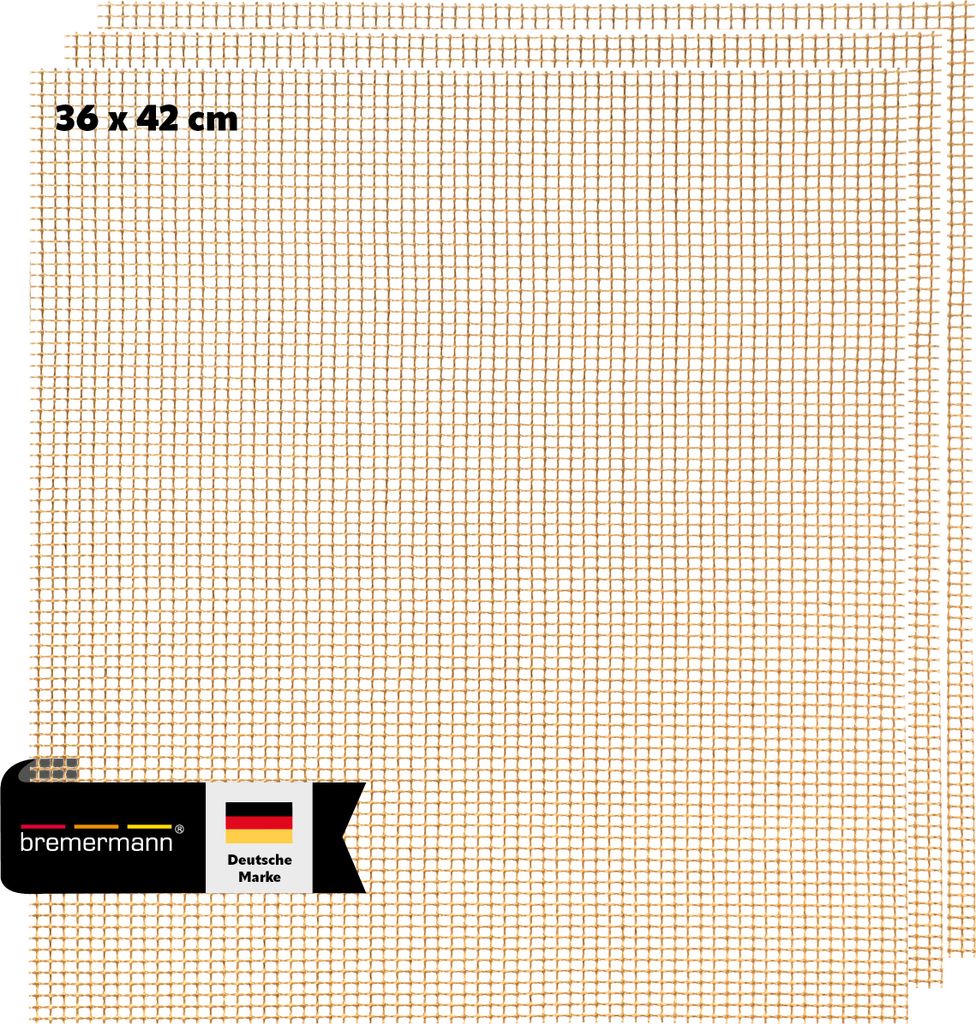 bremermann Grillmatte | Backmatte rechteckig 3er Set, Glasfasergewebe antihaft