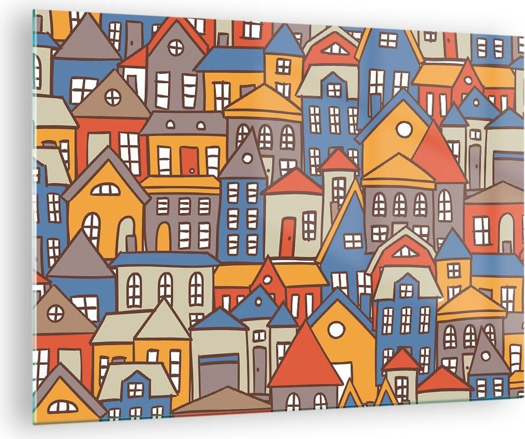 Bilder auf glas - Stadt Haus Straße - 70x50cm - Glasbilder Produktbild 